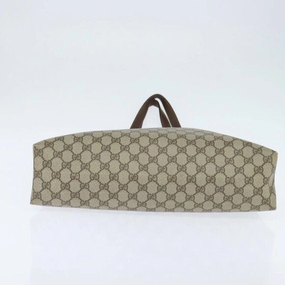 GUCCI GG Supreme Web Sherry Line Tote Bag PVC Beige Gold - Picture 4 of 16